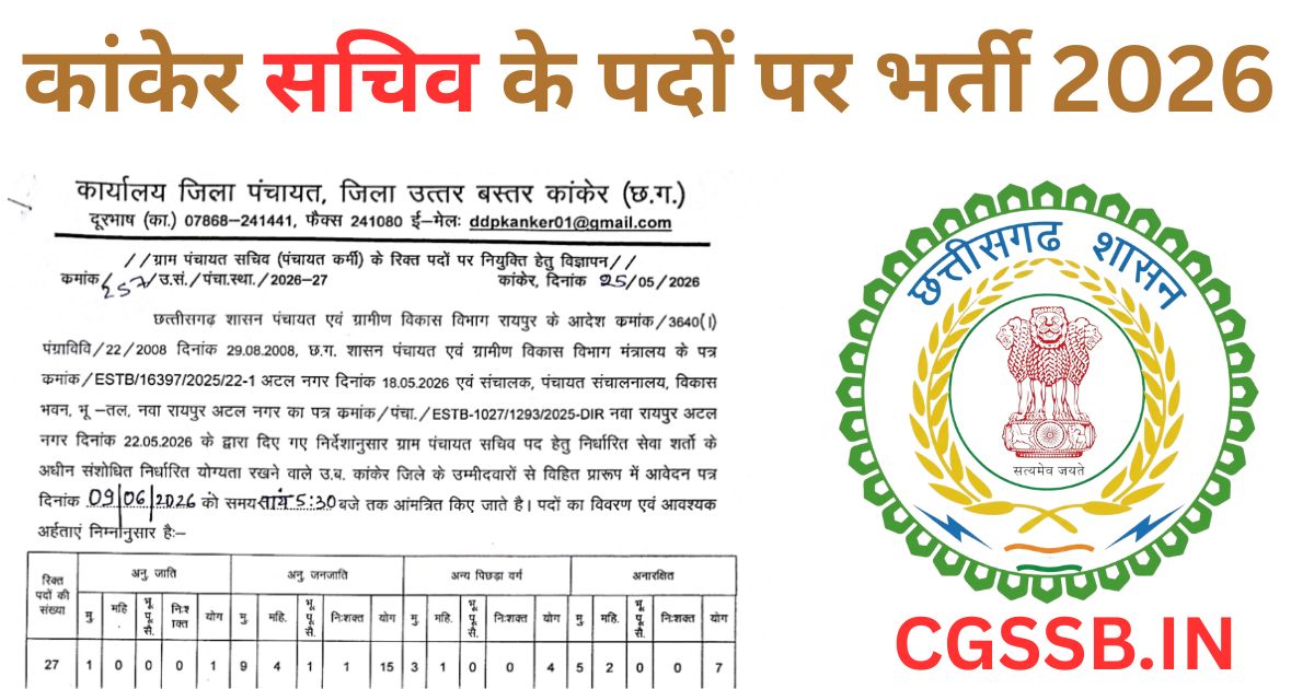 Zila Panchayat Kanker Sachiv Bharti 2026