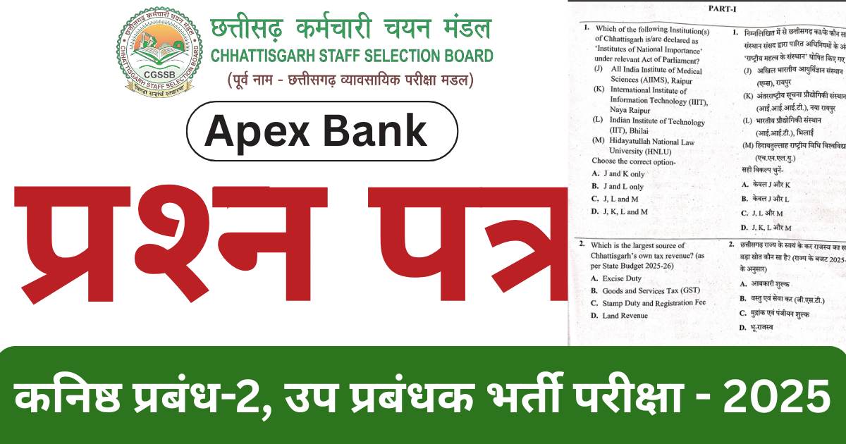 Chhattisgarh Apex Bank Question Paper 2025